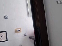 amatoriale italiano where guy cums with huge hard cock after seeing stepmom in shower, teasing with dirty talk and flashing