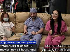 blaire celeste sucks cock pov style then gets fucked doggystyle in nurse outfit with pussy creampie