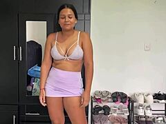 Beautiful Brunette Sister Pulls Panties Aside to Ride My Cock
