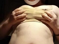 Who wouldn't crave titty play with this tiny amateur in lingerie?!