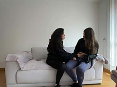 paying my roomie rent with hot lesbian sex fingering and scissoring in leggings 😏
