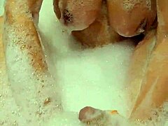 Sexy wife starts with sucking dick eagerly before they dive into mutual masturbation in the bathroom