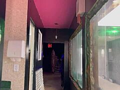 The bar with panties hanging from ceiling features big cock milf anal