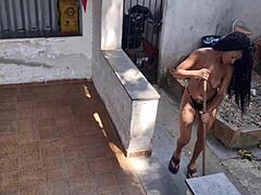 Teasing The Tight Backdoor Of The Skinny Latina Housekeeper In Private