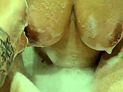 Sexy wife starts with sucking dick eagerly before they dive into mutual masturbation in the bathroom