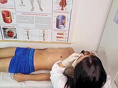 naughty nurse gives patient very hard erection with rough handling