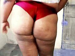 I watch my BBW wife with big ass try on thong panties from the horny neighbor.