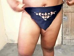 I watch my BBW wife with big ass try on thong panties from the horny neighbor.