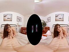 Brunette with natural tits in perfect valentines outfit rides vibrator cowgirl style in solo reality