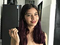Perfect Latina stepsister handles foot work and oral skills