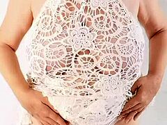 Granny MariaOld in mask masturbates wildly with big tits and shaved pussy for step-grandson!