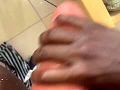i sneaked a peek at that huge black cock toy sliding into white pussy