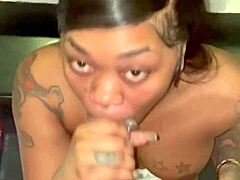 Snuck Off to Suck Big Black Cock with Sloppy Blowjob and Cum in Mouth Facial