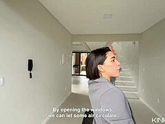 Beautiful big ass real estate agent rides cock doggystyle in kitchen to seal deal