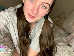 Petite 18yo teen boldly strips to reveal tight pink pussy and cute princess panties online