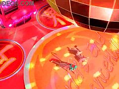 Hatsune Miku and Megurine Luka Perform in World End Dancehall with Energetic Dance Moves
