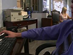 Uh she heard her new coworker packs a huge dick so she dragged him to the office for a quick ride and lick test.