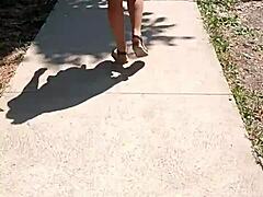 Publicly Naked On The Street With Milf Flashing Ass Outdoors