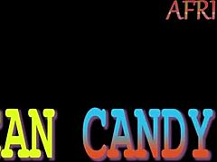 African candy uses dildo for squirting masturbation and deepthroat in soapy bathroom sex