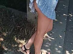 Publicly Naked On The Street With Milf Flashing Ass Outdoors