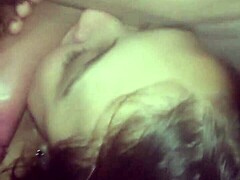 cape town petite slut gives blowjob to big cock until cum covers her small tits