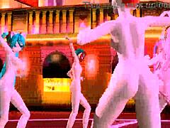 Hatsune Miku and Megurine Luka Perform in World End Dancehall with Energetic Dance Moves