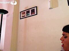 Oh man, this naughty babysitter is teasing with her thong and fingering herself wildly