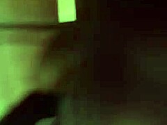 Chubby mature friend with big natural tits teases in bathroom striptease before quick hardcore lesbian spanking.