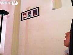 Oh man, this naughty babysitter is teasing with her thong and fingering herself wildly