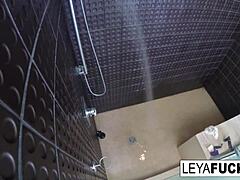Leya Falcon Lathers Up in the Shower Solo. She Scrubs Away After Intense Blonde Masturbation and Fucking Session.