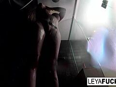 Leya Falcon Lathers Up in the Shower Solo. She Scrubs Away After Intense Blonde Masturbation and Fucking Session.