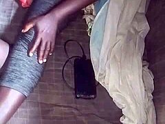 Chubby mature friend with big natural tits teases in bathroom striptease before quick hardcore lesbian spanking.