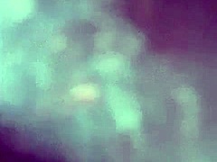 Chubby mature friend with big natural tits teases in bathroom striptease before quick hardcore lesbian spanking.