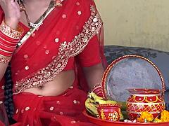 indian wife celebrates karva chauth in hindi video