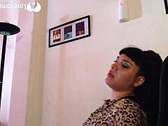 Oh man, this naughty babysitter is teasing with her thong and fingering herself wildly