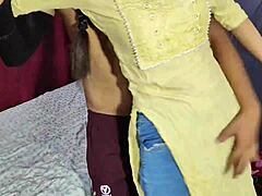 indian girl strips kurta salwar for intense boyfriend fuck with oiled submissive domination