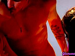 oh god, these busty glamour babes titfuck and ride cock in hot threesome