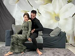 Conversational Oiled up fuck with my big ass friend on the couch quickie