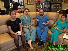 Canadian Doctor Performs Thorough Dental Checkup with Latex Gloves in Backstage Setup