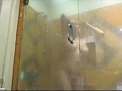 Jelena Jensen shakes her perfect big natural tits and spreads pussy lips after a hot shower.