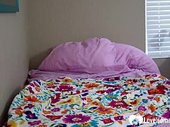 Watch this sexy tattooed teen slut fingering herself with a vibrator on the bed!