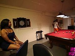 petite black teen blumere gets fucked on pool table by green-eyed stud 🔥