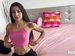 putalocura, torbe grabs this skinny latina rousse black and fucks her super dirty with cum in mouth