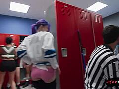 I was sneaking sex in the locker room but it went all wrong with her tits and blowjob