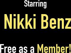 nikki benz, that pornstar cougar, strips off her clothes revealing big pussy and natural tits