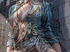 Sexy architect shows pussy at site and fucks
