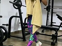 while training, i fuck her hard and cum in her mouth