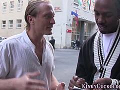 does the blonde get facialized by big black cock?