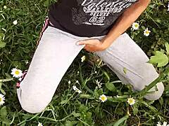 Spying On Neighbor Masturbating In The Daisies For Orgasm
