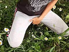 Spying On Neighbor Masturbating In The Daisies For Orgasm